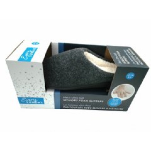 Men's Ultra Soft Memory Foam Slippers Grey Felt Ass't Sizes Every Sunday