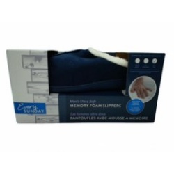 Men's Ultra Soft Memory Foam Slippers Sherpa Clog Navy Ass't Sizes Every Sunday