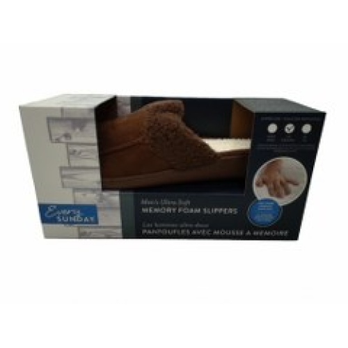 Men's Ultra Soft Memory Foam Slippers Slip On Brown Ass't Sizes Every Sunday