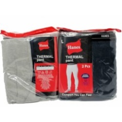 Thermal Pants 2pk. Large Hanes Ass't