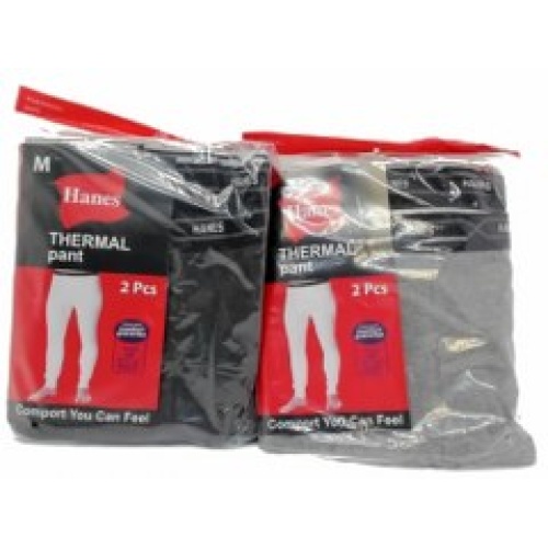 Thermal Pants 2pk. Medium Hanes Ass't