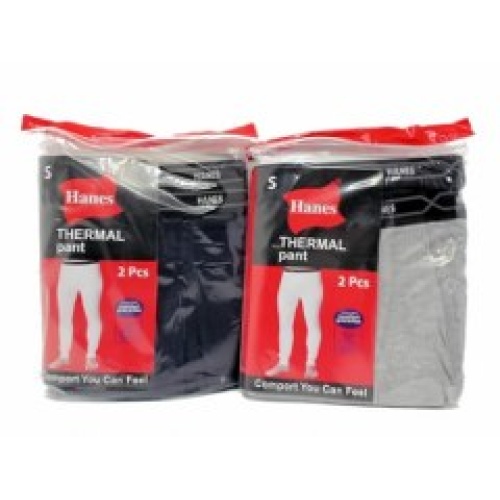 Thermal Pants 2pk. Small Hanes Ass't