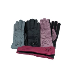 Ladies Winter Gloves W/bow Assorted Colours Ruby