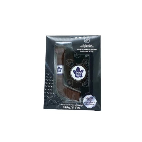 Milk Chocolate Hockey Stick & Puch Toronto Maple Leafs 240g.