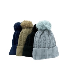 Ladies Winter Hat W/pom Pom Ass't Colours Ruby
