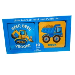 Little Learners Book & Puzzle Set Beep Beep Vroom Trucks