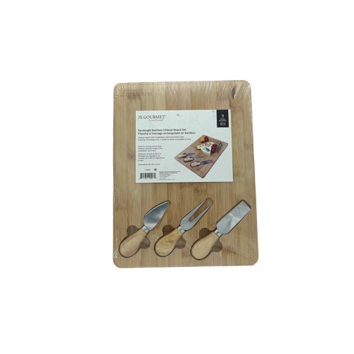 Rectangle Bamboo Cheese Board Set w/3 Tools Js Gourmet