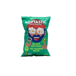 Poptastic Black Sea Salt Kettle Cooked Popcorn 130g.