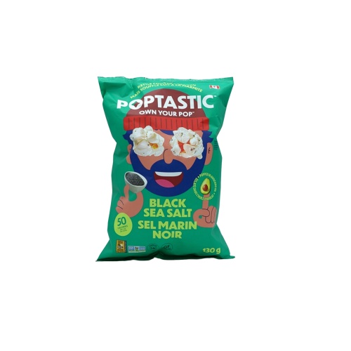 Poptastic Black Sea Salt Kettle Cooked Popcorn 130g.