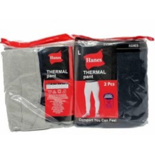Thermal Pants 2pk. Large Hanes Ass't