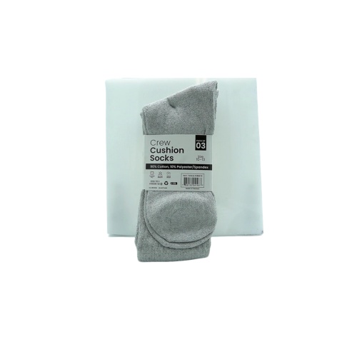 Crew Cushion Socks Grey 3pk. Size 10-13