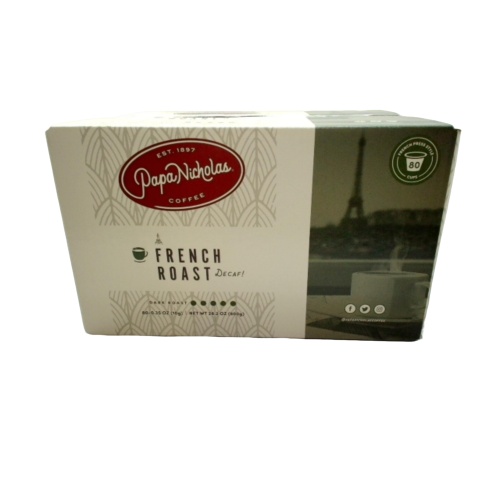 Papa Nicholas Coffee French Roast Decaf 80 - 10g. Cups