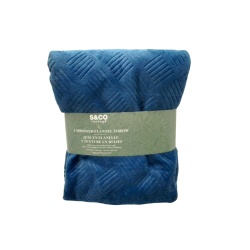 Embossed Flannel Throw Dark Denim 48 x 60" S & Co Vintage"