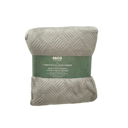 Embossed Flannel Throw Grey 48 x 60