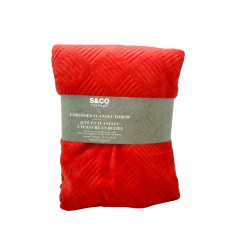 Embossed Flannel Throw Merlot 48 x 60" S & Co Vintage"