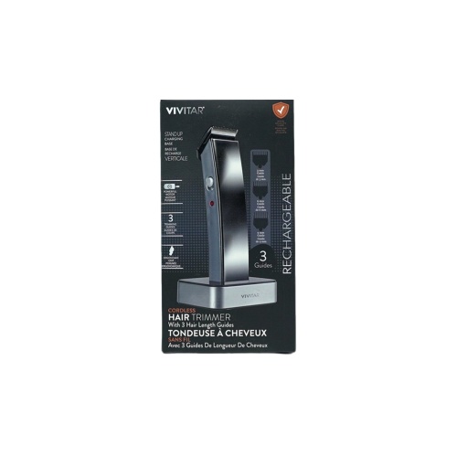 Rechargeable Cordless Hair Trimmer w/3 Guides Stand Up Charging Base Vivitar