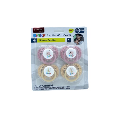 Silicone Pacifier W/ Cover 4pk. Playtex Baby Binky