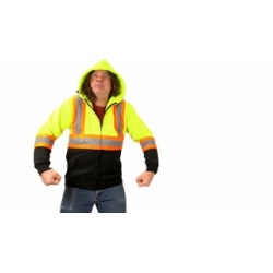 High Visiblility Full Zip Hooded Sweatshirt Medium Orange/black/yellow Bedrok