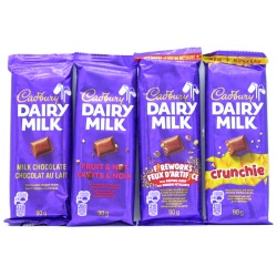 Cadbury Dairy Milk Chocolate Bars 90g. Assorted (in Display) - each sold individually