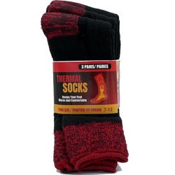 Thermal Socks 3pk. Black/Red Size 7-12