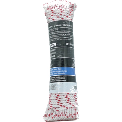Polypropylene Diamond Braid Rope 3/16 X 65' 46lb. Red/white Onward