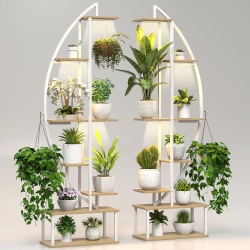 Plant Stand w/Grow Lights White 65 7 Tier Half Moon Set Of 2 Blazpath"