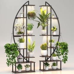 Plant Stand w/Grow Lights Brown 65 7 Tier Half Moon Set Of 2 Blazpath"
