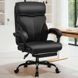 Office Chair w/Footrest Black Ergonomic High Back