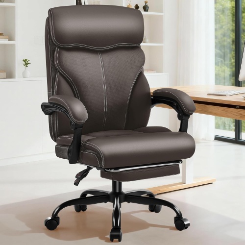 Office Chair w/Footrest Brown Ergonomic High Back