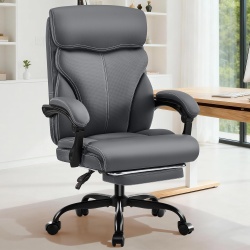 Office Chair w/Footrest Dark Gray Ergonomic High Back