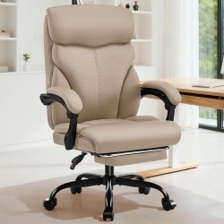 Office Chair w/Footrest Khaki Ergonomic High Back