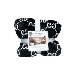 Lavish Plush Blanket 90 x 90" Black Contmporary Home Elite Collection"