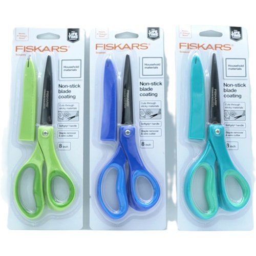 Scissors 8 Titanium Non Stick Blades Softgrip Handle Ass't Colours Fiskars