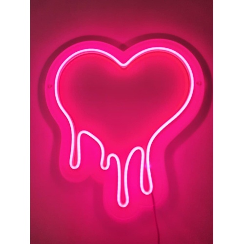 Neon Heart Light LED USB Plug A + J