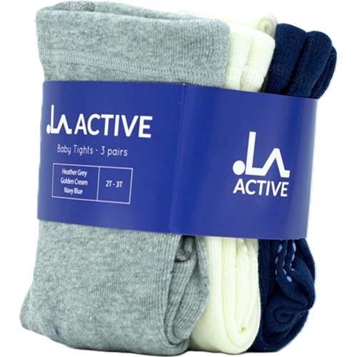 Baby Tights 3pk. Heather Grey, Golden Cream, Navy Blue La Active