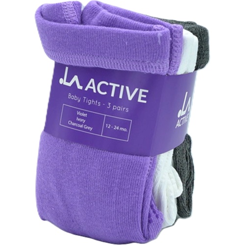 Baby Tights 3pk. Violet, Ivory, Charcoal Grey 12 - 24 Months La Active