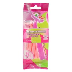 Disposable Razor Twin Blade 5pk Long Handle Pink Super-Z