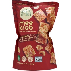 Mee Krob Original Sweet & Sour w/Cashew Thai Crispy Rice Noodle Snack 60g.