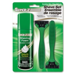 Travel Shaving Kit 2 Razors with Shave Foam Sensitive Super-Z