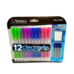Mechanical Pencils 12pk. Cleargrip 0.7mm Ass't Colored Barrels