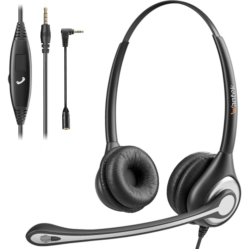 Computer Headset w/Mic 3.5mm w/2.5mm Adapter Wantek