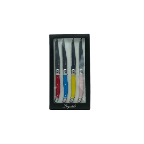 4pc. Steak Knife Set Assorted Colour Handles Laguiole Js Gourmet
