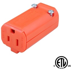 Socket For Power Cord Female 125vac 15a 16-14awg Sjt Orange Global Tone