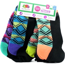 Socks Girl's 6pk. Ankles Black Assorted Size 4-10 Fruit Of The Loom