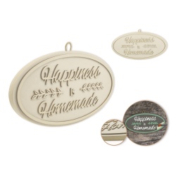 B - Happiness is Homemade Wood Decor: 12 DIY Oval Wall Sign Plaque 3D w/Jute Hanger"