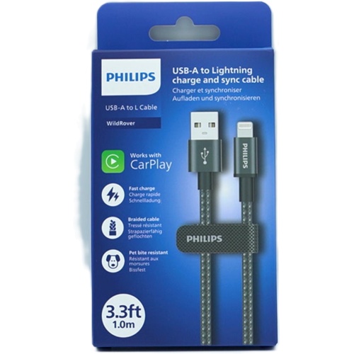 USB A - Lightning 3.3Ft Braided Cable Philips