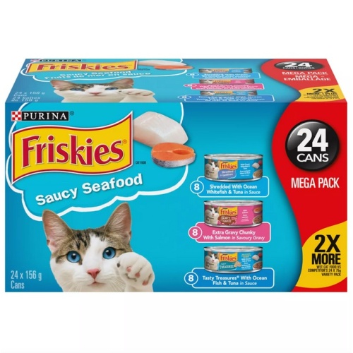 Cat Food Friskies Saucy Seafood 24 X 156g. Purina (b/u .89ea.)