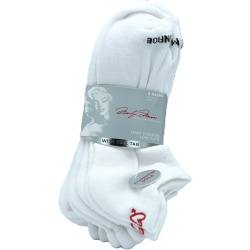 Socks Ladies Half Cushion Low Cuts 6pk. White Marilyn Monroe Size 9-11