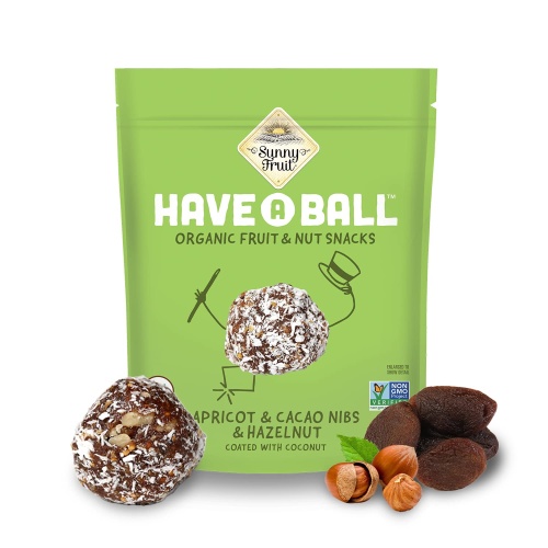 Have A Ball Organic Fruit & Nut Snacks Apricot & Cacao Nibs & Hazelnut 126g. Sunny Fruit