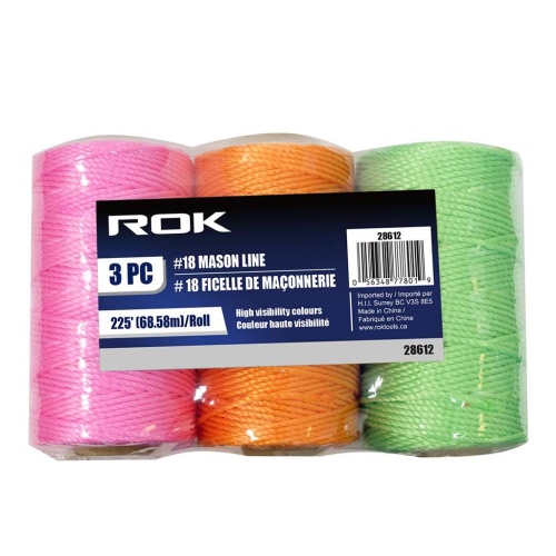 Mason line #18 225 feet 68.58m per roll 3 pack high visibility colours